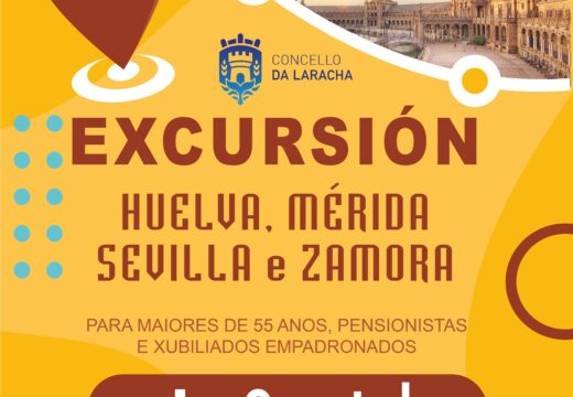 O concello organiza unha nova excursión por Huelva, Mérida, Sevilla e Zamora para persoas maiores de 55 anos, xubiladas ou pensionistas